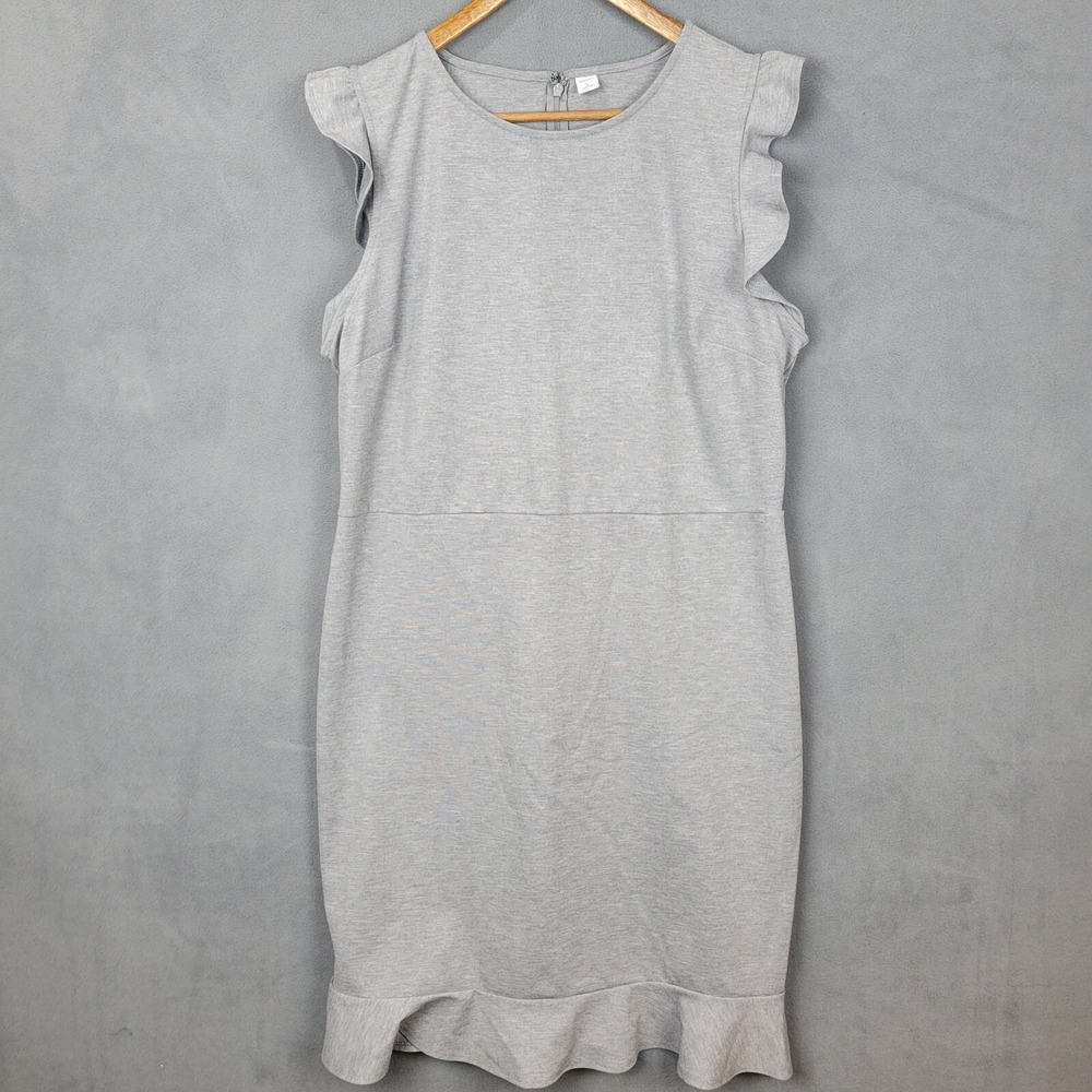 Old Navy Sheath Dress Women's XL Gray Stretch Round Neck Sleeveless Back Zip Y2K
